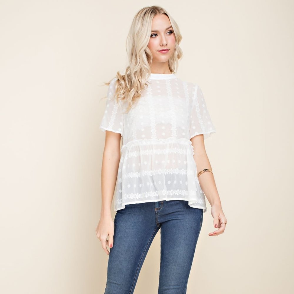 Romantic Babydoll Sheer Blouse. - Picture 4 of 5